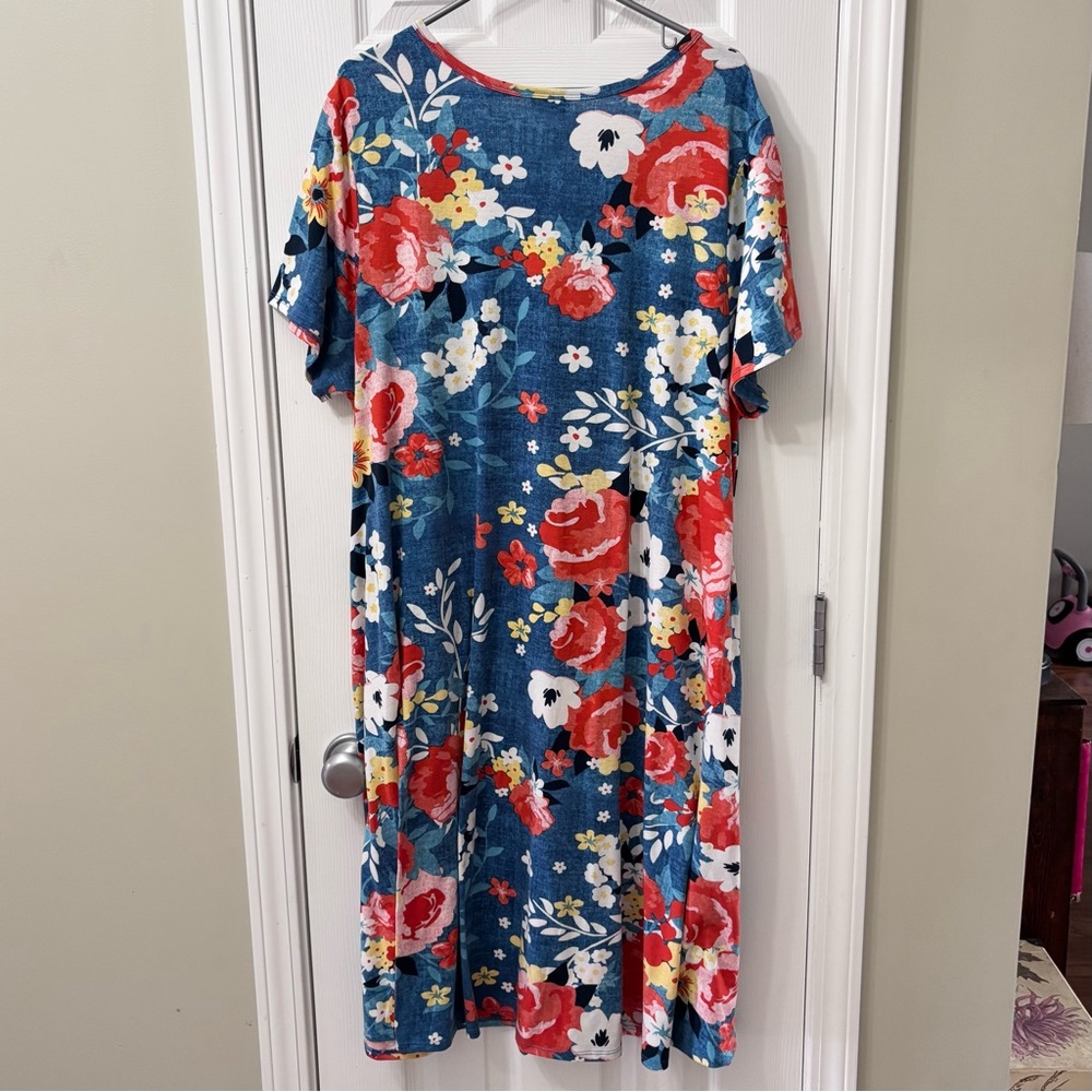 LuLaRoe Jessie Floral Print Dress Womens Plus Size 3X - Picture 6 of 8